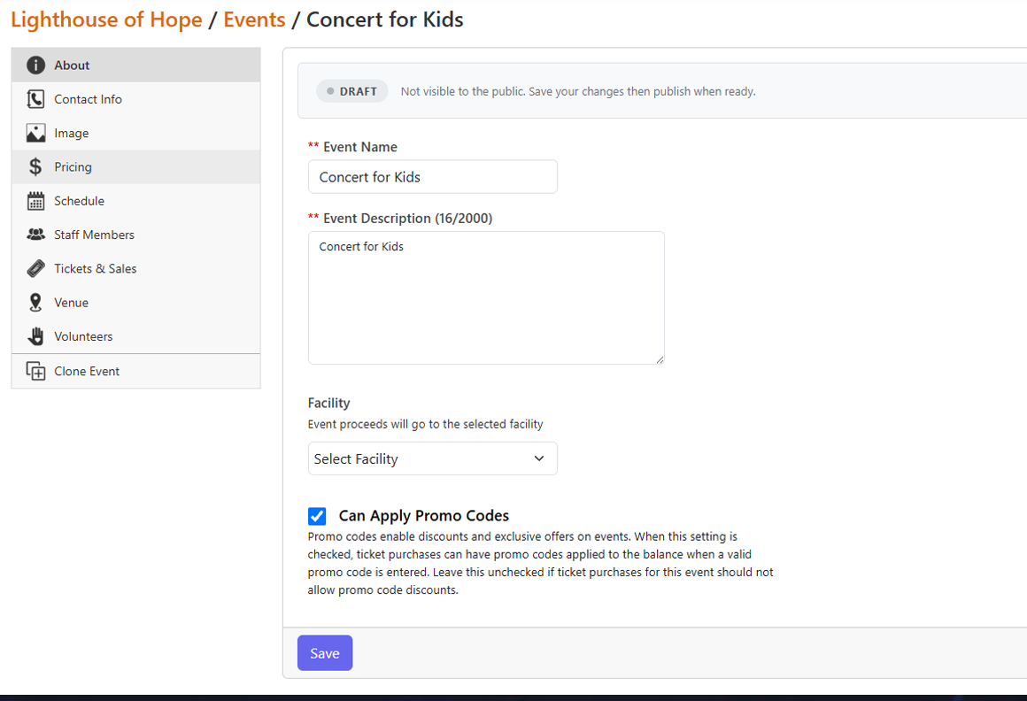 Events product placeholder