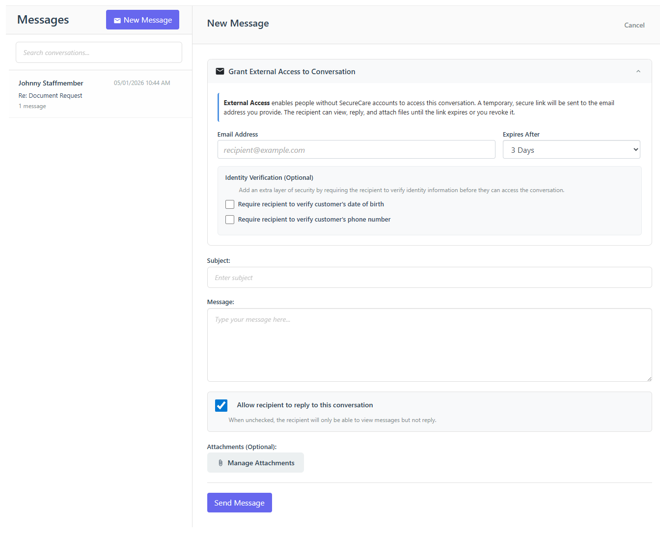 Messaging product placeholder