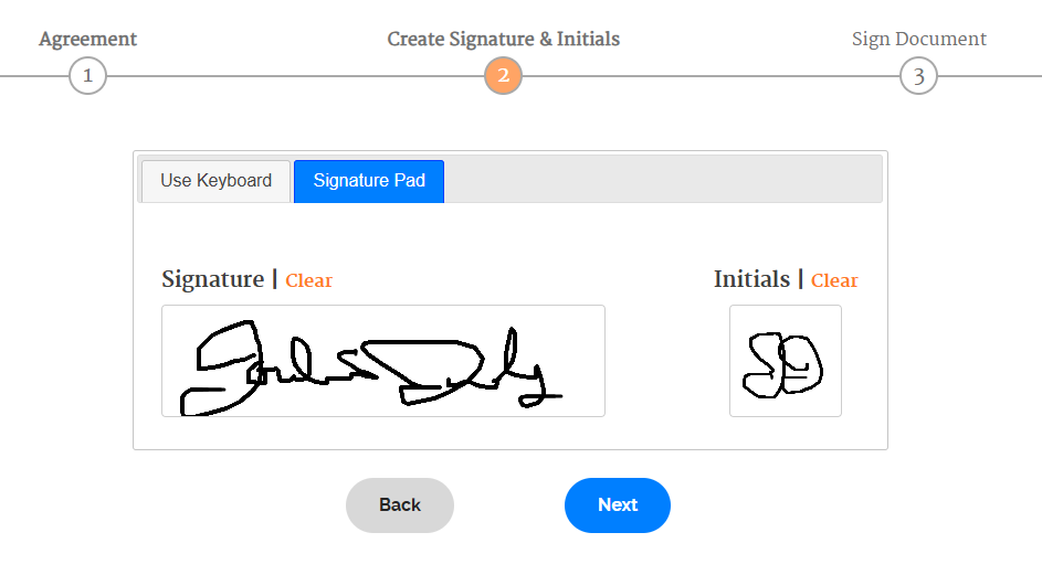 SecureCare® screenshot of signature documents